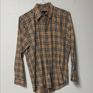 Burberry Beige and Black Plaid Men's Shirt
